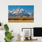 Pferde und Grand Tetons, Elchkopfranke Poster (Heimbüro)