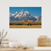 Pferde und Grand Tetons, Elchkopfranke Poster (Küche)