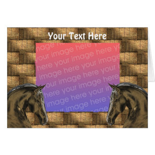 Pferde und Hay Bales Fotokarte