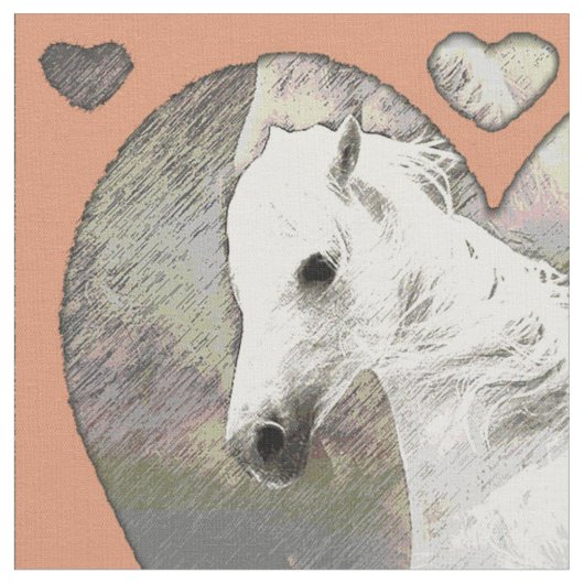 Pferde und Herz Stoff (Nahaufnahme)