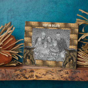 Pferde und Heuballen ergänzen Ihr Foto Personalisi Fotoplatte