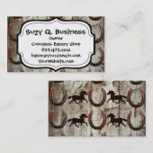 Pferde und Hufeisen auf Scheunen-hölzernen Visitenkarte (Vorne/Hinten)