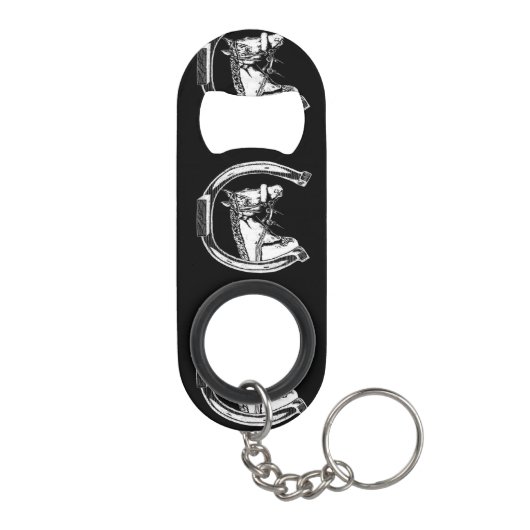 Pferde-und Hufeisen-Kratzer-Kunst Schlüsselbund Flaschenöffner (Rückseite)