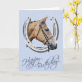 Pferde- und Hufeisengeburtstag Karte (Gelbe Blume)