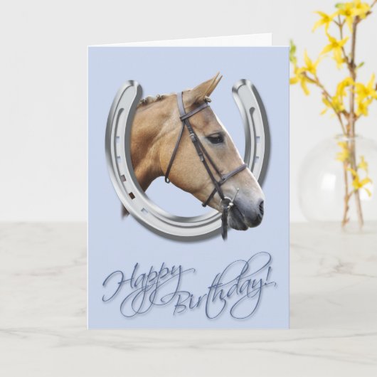 Pferde- und Hufeisengeburtstag Karte (Gelbe Blume)