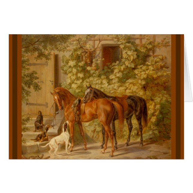 Pferde und Hunde auf festem Hof (Vorderseite (Horizontal))