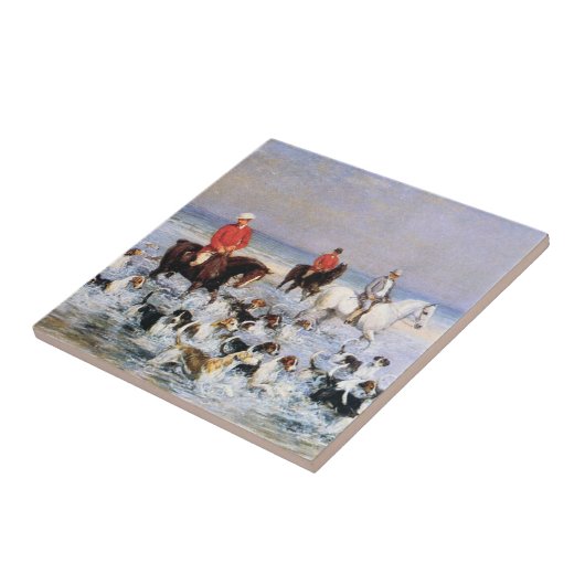 Pferde und Jagdhunde am Strand von Cleveland Fliese (Seite)