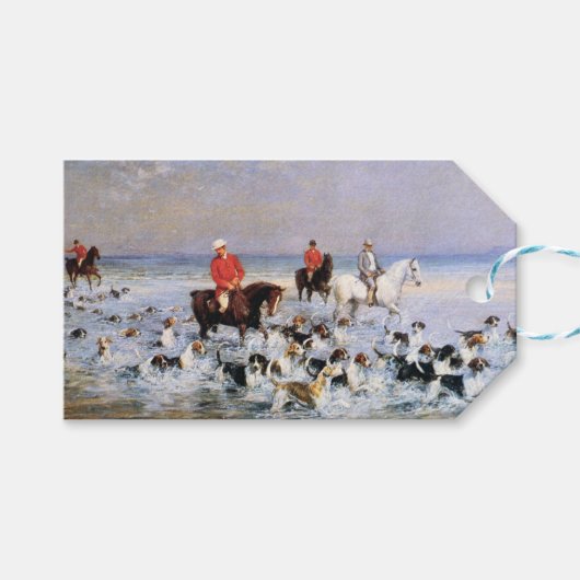 Pferde und Jagdhunde am Strand von Cleveland Geschenkanhänger (Vorderseite (Horizontal))