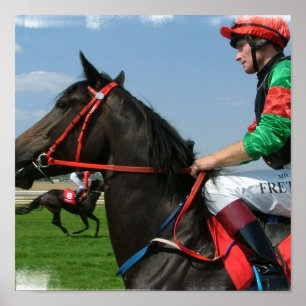 Pferde-und Jockey-Plakat-Druck Poster