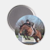 Pferde und Jumping Round Magnet anzeigen (Vorderseite/Rückseite)
