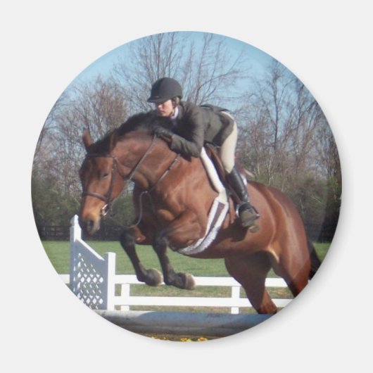 Pferde und Jumping Round Magnet anzeigen (Vorne)