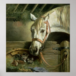 Pferde und Kätzchen, 1890 Poster