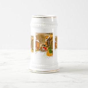 Pferde und Kutsche im Schnee Bierglas