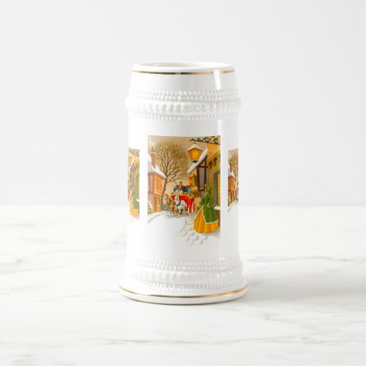 Pferde und Kutsche im Schnee Bierglas (Mittel)