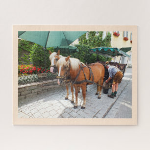 Pferde und Kutsche in Österreich Puzzle