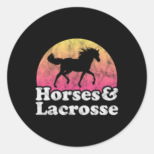 Pferde und Lacrosse, Frauen oder Mädchen Runder Aufkleber