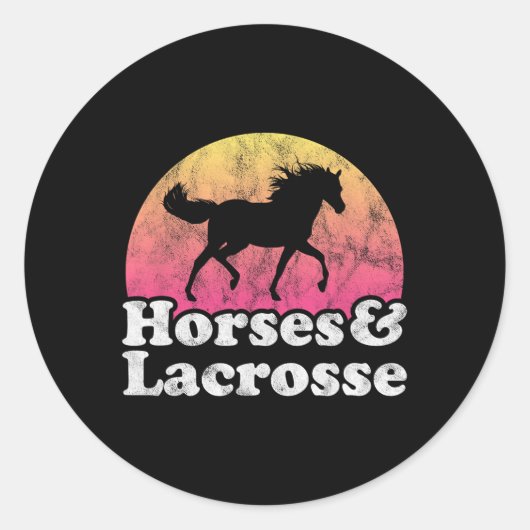 Pferde und Lacrosse, Frauen oder Mädchen Runder Aufkleber (Vorderseite)