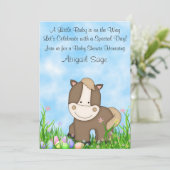 Pferde und Ostereier Kinderdusche einladen ~ neutr Einladung (Stehend Vorderseite)