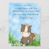 Pferde und Ostereier Kinderdusche einladen ~ neutr Einladung (Vorne/Hinten)