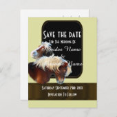 Pferde und Pferde Save the Date Ankündigungspostkarte (Vorne/Hinten)