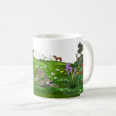 Pferde und Rotwild in der Wiese Kaffeetasse (VorderseiteRechts)