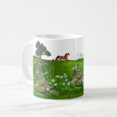 Pferde und Rotwild in der Wiese Kaffeetasse (Vorderseite Links)
