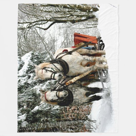 PFERDE UND SCHNEE IM SCHNEE FLEECEDECKE (Vorderseite)