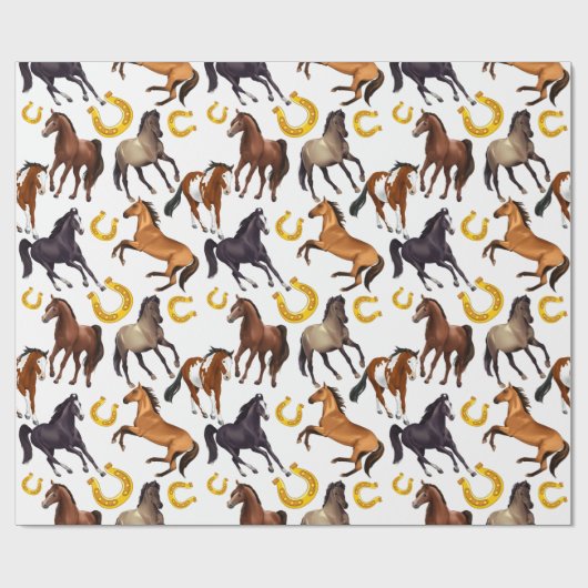 Pferde und Schuhmuster Geschenkpapier (Flach)