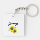 Pferde und Sonnenblumen Schöne künstlerische Kunst Schlüsselanhänger (Rückseite)