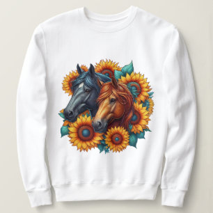 Pferde und Sonnenblumen Sweatshirt