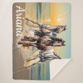 Pferde und Sonnenuntergang am Strand Sherpadecke (Vorderseite)