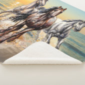 Pferde und Sonnenuntergang am Strand Sherpadecke (3/4)