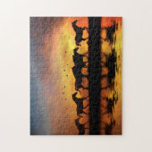 Pferde und Sonnenuntergang mit Wasser Puzzle (Vertikal)