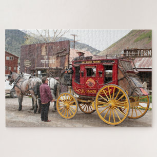 Pferde und Staggecoach, Colorado, USA Puzzle