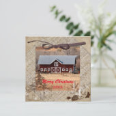 Pferde und Stall Frohe Weihnachtskarte (Stehend Vorderseite)