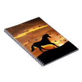 Pferde und Vögel im Sonnenuntergang Notizblock (Rechte Seite)