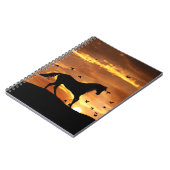 Pferde und Vögel im Sonnenuntergang Notizblock (Linke Seite)