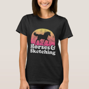 Pferde und Zeichnend Frauen oder Mädchen Skizzen T-Shirt