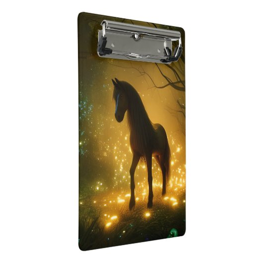 Pferde unter den Fireflies-Notebooks Mini Klemmbrett (Schrägansicht)