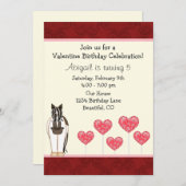 Pferde Valentine zum Geburtstag Einladung von Mädc (Vorne/Hinten)