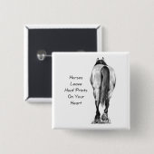 Pferde verlassen Hoofprints auf Ihrem Herzen: Button (Vorne & Hinten)