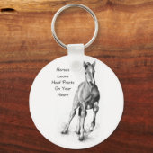 Pferde Verließ Hoofprints auf Ihrem Herzen: Stift  Schlüsselanhänger (Vorderseite)