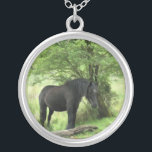 PFERDE VERSILBERTE KETTE<br><div class="desc">Eine schöne schwarze Stute, die im Schatten eines Baumes ruht.</div>