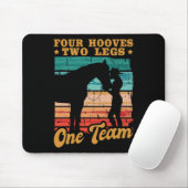 Pferde Vier Hooves Zwei Beine Ein Team Pferd Mädch Mousepad (Mit Mouse)