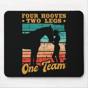 Pferde Vier Hooves Zwei Beine Ein Team Pferd Mädch Mousepad