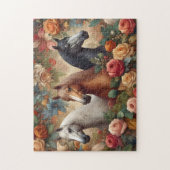 Pferde Vintage Rosen Puzzle (Vertikal)