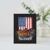 PFERDE VINTAGER AMERIKANISCHER FLAGGE ENTFERNT POSTKARTE (Stehend Vorderseite)