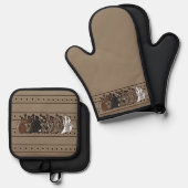 Pferde von figdewdrop Ofenhandschuh & Topf Topflappen-Set (Vorderseite/Rückseite)