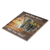 Pferde Wagon Wheel Cowboy Boots Barnholz Fliese (Seite)