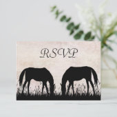 Pferde Weiden Reittier Wedding RSVP Card (Stehend Vorderseite)